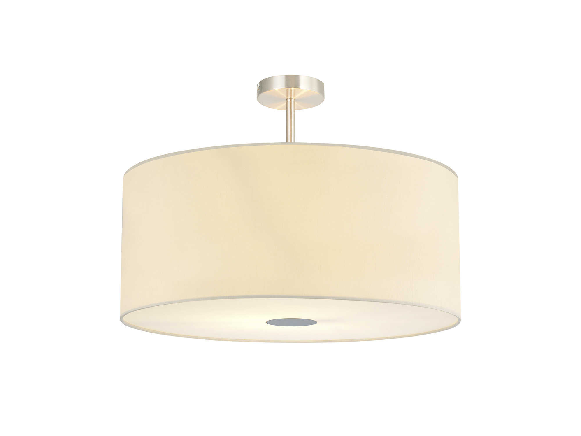 DK0531  Baymont 60cm Semi Flush Flush 5 Light Satin Nickel, Ivory Pearl/White, Frosted Diffuser